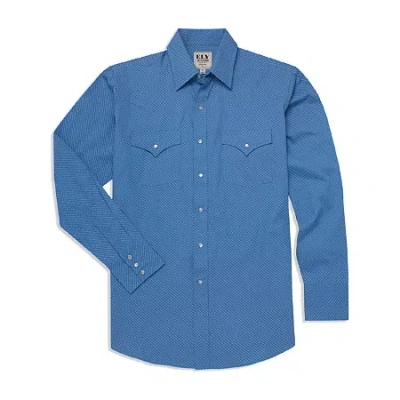 Ely Cattleman Mini Geo Print Mens Long Sleeve Western Shirt In Blue