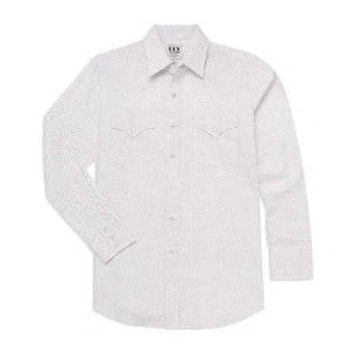 Ely Cattleman Mini Geo Print Mens Long Sleeve Western Shirt In White