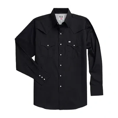 Ely Cattleman Outdoor Big And Tall Mens Long Sleeve Western Shirt In Black