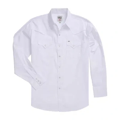 Ely Cattleman Outdoor Big And Tall Mens Long Sleeve Western Shirt In White
