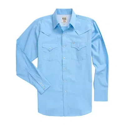 Ely Cattleman Outdoor Mens Long Sleeve Western Shirt In Blue