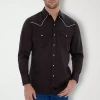 Ely Cattleman Piped-yolk Mens Long Sleeve Classic Fit Button-down Shirt In Brown