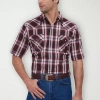 Ely Cattleman Plaid Big And Tall Mens Short Sleeve Western Shirt In Red