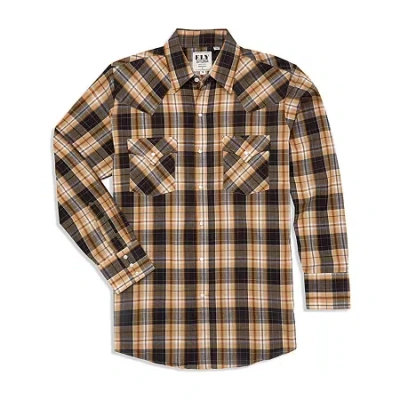 Ely Cattleman Plaid Mens Long Sleeve Western Shirt In Brown