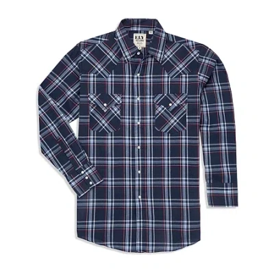 Ely Cattleman Plaid Mens Long Sleeve Western Shirt In Blue
