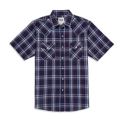 Ely Cattleman Plaid Mens Short Sleeve Western Shirt In Blue