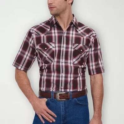 Ely Cattleman Plaid Mens Short Sleeve Western Shirt In Red
