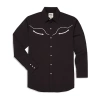 Ely Cattleman Retro Solid With Piping Mens Long Sleeve Western Shirt In Black