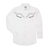Ely Cattleman Retro Solid With Piping Big And Tall Mens Long Sleeve Western Shirt In White