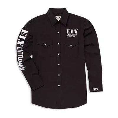 Ely Cattleman Rodeo Mens Long Sleeve Western Shirt In Black