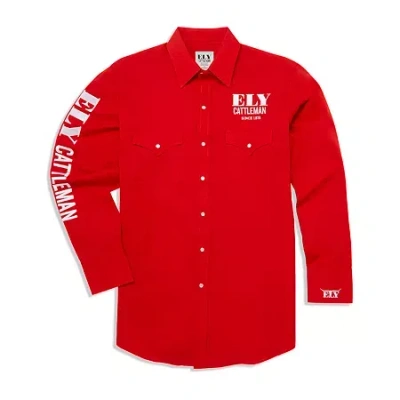 Ely Cattleman Rodeo Mens Long Sleeve Western Shirt In Red