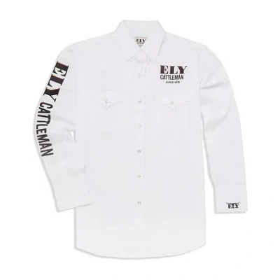 Ely Cattleman Rodeo Mens Long Sleeve Western Shirt In White