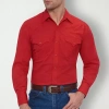 Ely Cattleman Snap Front Mens Long Sleeve Classic Fit Big And Tall Button-down Shirt In Red