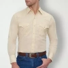 Ely Cattleman Snap Front Mens Long Sleeve Classic Fit Big And Tall Button-down Shirt In Sand