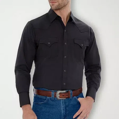Ely Cattleman Snap Front Mens Long Sleeve Classic Fit Button-down Shirt In Black