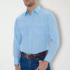 Ely Cattleman Snap Front Mens Long Sleeve Classic Fit Big And Tall Button-down Shirt In Blue