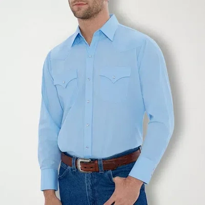 Ely Cattleman Snap Front Mens Long Sleeve Classic Fit Button-down Shirt In Blue