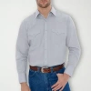 Ely Cattleman Snap Front Mens Long Sleeve Classic Fit Button-down Shirt In Gray