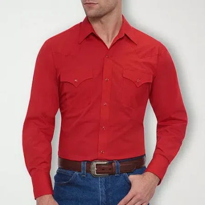 Ely Cattleman Snap Front Mens Long Sleeve Classic Fit Button-down Shirt In Red