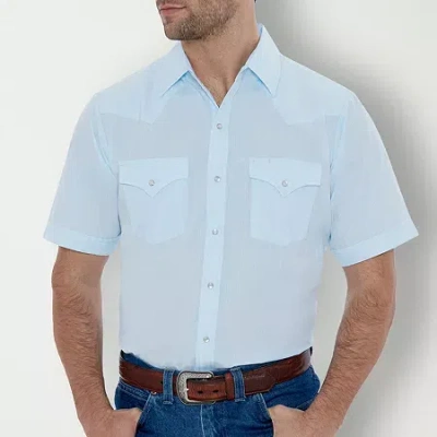 Ely Cattleman Snap Front Mens Short Sleeve Classic Fit Button-down Shirt In Blue