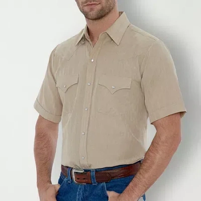 Ely Cattleman Snap Front Mens Short Sleeve Classic Fit Button-down Shirt In Brown