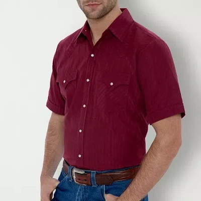 Ely Cattleman Snap Front Mens Short Sleeve Classic Fit Button-down Shirt In Red