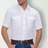 Ely Cattleman Snap Front Mens Short Sleeve Classic Fit Button-down Shirt In White
