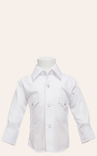 Ely Cattleman Solid White Long Sleeve Snap  Sizes 0-8