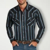 Ely Cattleman Stripe Big And Tall Mens Long Sleeve Western Shirt In Black