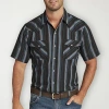 Ely Cattleman Stripe Big And Tall Mens Short Sleeve Western Shirt In Black