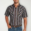 Ely Cattleman Stripe Big And Tall Mens Short Sleeve Western Shirt In Red