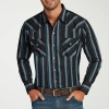 Ely Cattleman Stripe Big And Tall Mens Long Sleeve Western Shirt In Black
