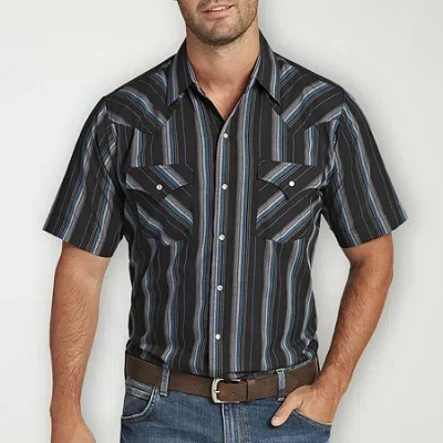 Ely Cattleman Stripe Mens Short Sleeve Western Shirt In Black