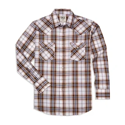 Ely Cattleman Textured Plaid Mens Long Sleeve Western Shirt In Brown