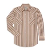 Ely Cattleman Textured Stripe Mens Long Sleeve Western Shirt In Brown