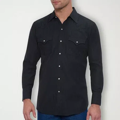 Ely Cattleman Tonal Snap Front Mens Long Sleeve Classic Fit Button-down Shirt In Black