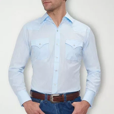 Ely Cattleman Tonal Snap Front Mens Long Sleeve Classic Fit Button-down Shirt In Blue