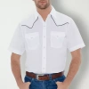 Ely Cattleman Western Mens Short Sleeve Classic Fit Button-down Shirt In White