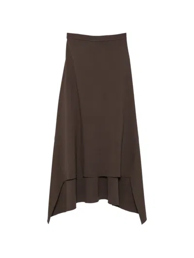 Ely Ely Asymmetric Panelled Long Skirt In Brown