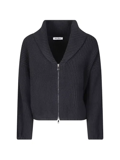 Ely Ely Bettie Ribbed-knit Zip-up Cardigan In Blue