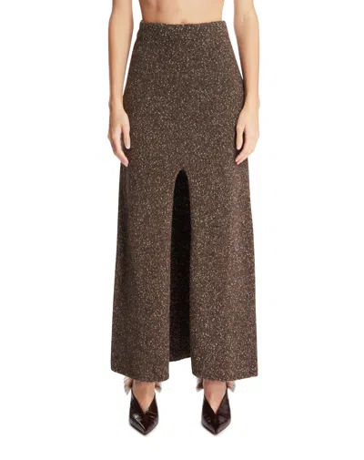 Ely Ely Brown Charis Long Skirt With Slit In Brown Marrone   #3d322d