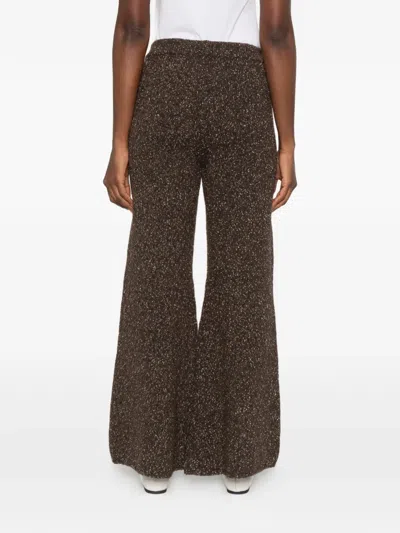 Ely Ely Cecile Flecked Knitted Trousers In Braun