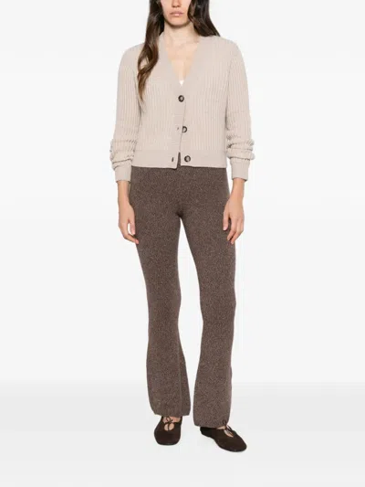 Ely Ely Fine-knit Flared Trousers In Neutral