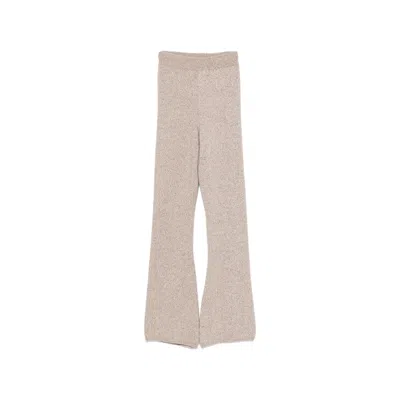 Ely Ely Flared Wool Knit Trousers In Neutral
