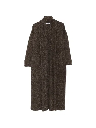 Ely Ely Flecked Shawl-collar Cardigan In Brown