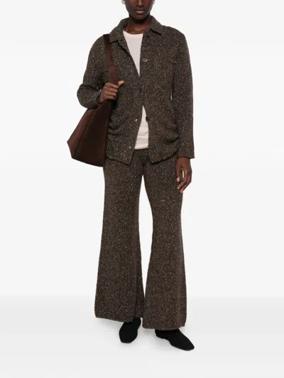 Ely Ely Flecked-knit Button-up Cardigan In Black