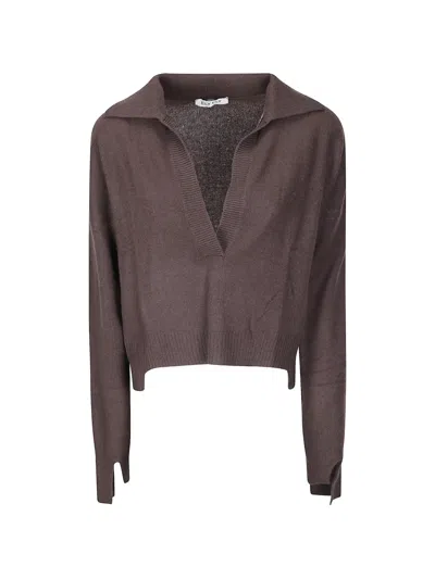 Ely Ely Julia V-neck Polo Sweater In Brown