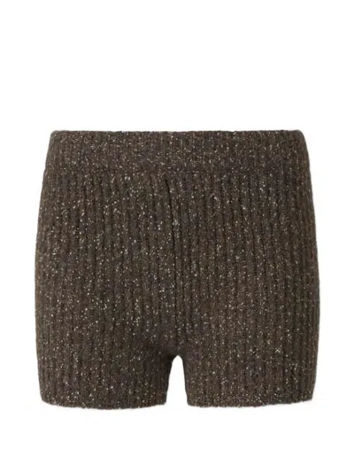 Ely Ely Ribbed Knit Shorts In Brown