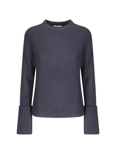 Ely Ely Ribbed-knit Raglan-sleeves Sweater In Blue