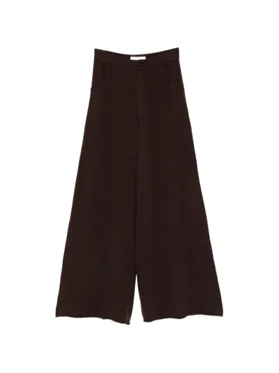 Ely Ely Wide-leg Knit Trousers In Brown